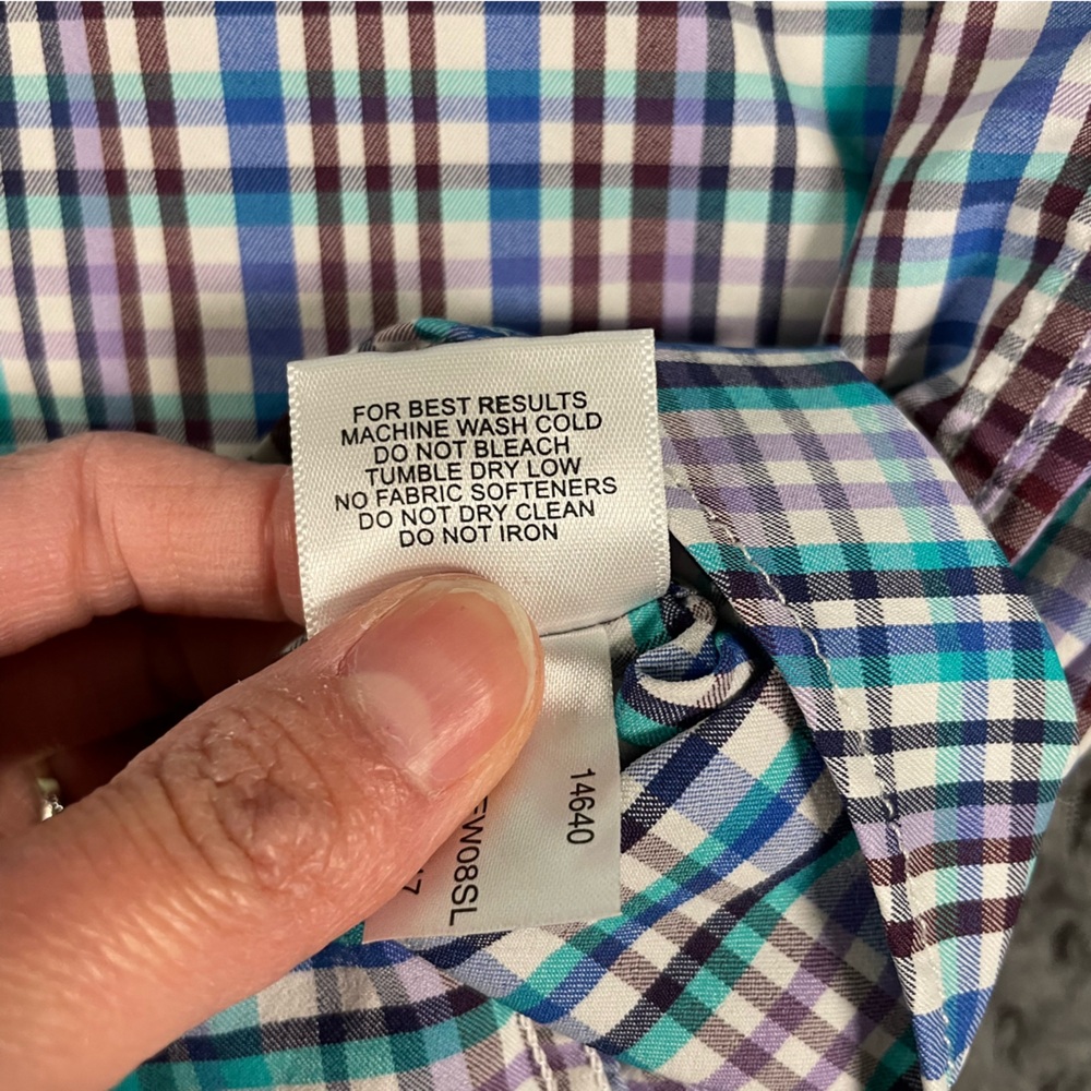 Peter Millar Men's Summer Comfort Button Up Shirt XXL Blue Purple Plaid Preppy - Picture 7 of 12